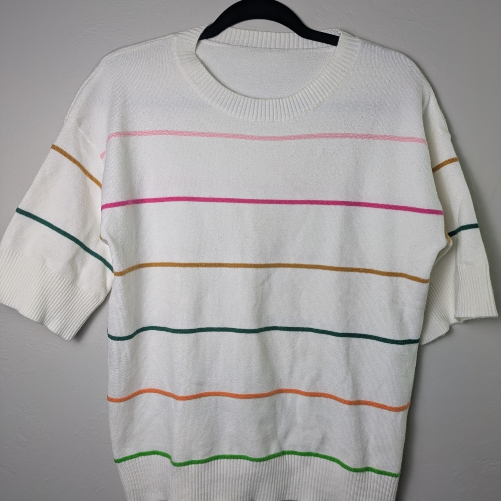 Wmn's Colorblock Striped Drop Sleeve Sweater Sz:S Comfy Spring Extremly Soft